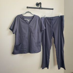 Scrubology Stretch Dark Gray Essential Neutral Scrub Set Size 2X